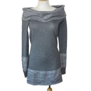 Bebe Off Shoulder Wool Blend Knit Grey Bodycon Sweater Dress Size Medium